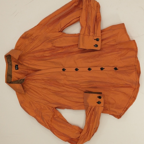 Sexy Orange Shirt by Beluva San Francisco Made n USA Fabulous Fabric Plunge Neck - Picture 6 of 9